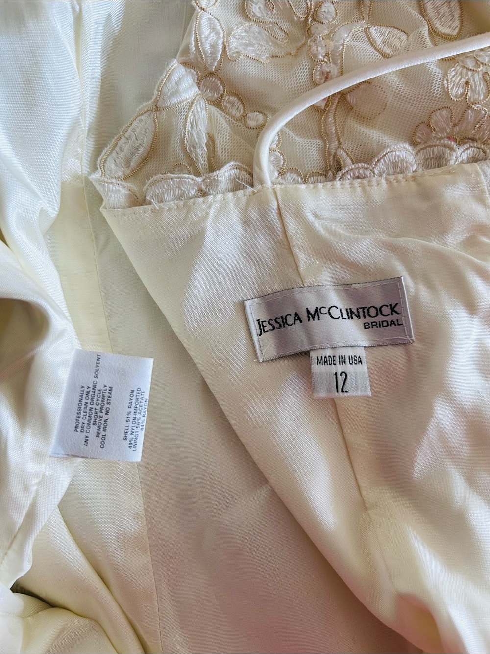 Vintage Jessica McClintock Bridal 12 Off White Lace Mesh Sequins Maxi Dress  USA - Picture 4 of 6